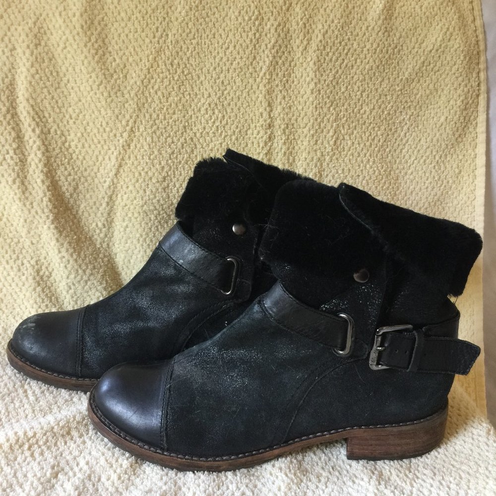 Matt Bernson black suede and leather ankle boots